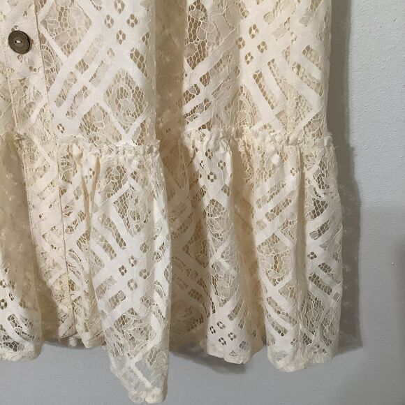 NWT Est. 1946 Cream Lace Cottagecore Western Prairie Button Midi Skirt Large - Picture 4 of 10